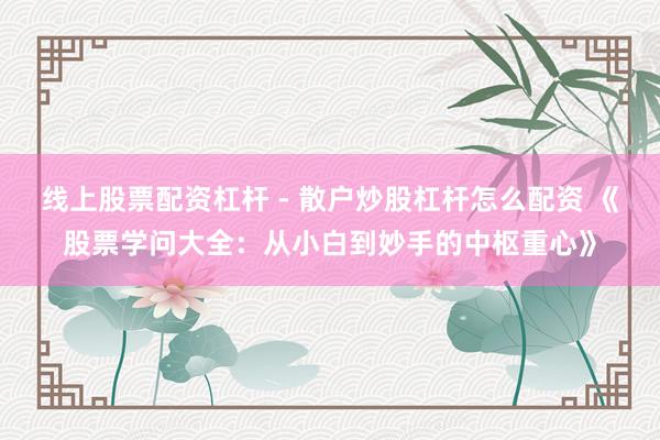 线上股票配资杠杆 - 散户炒股杠杆怎么配资 《股票学问大全：从小白到妙手的中枢重心》